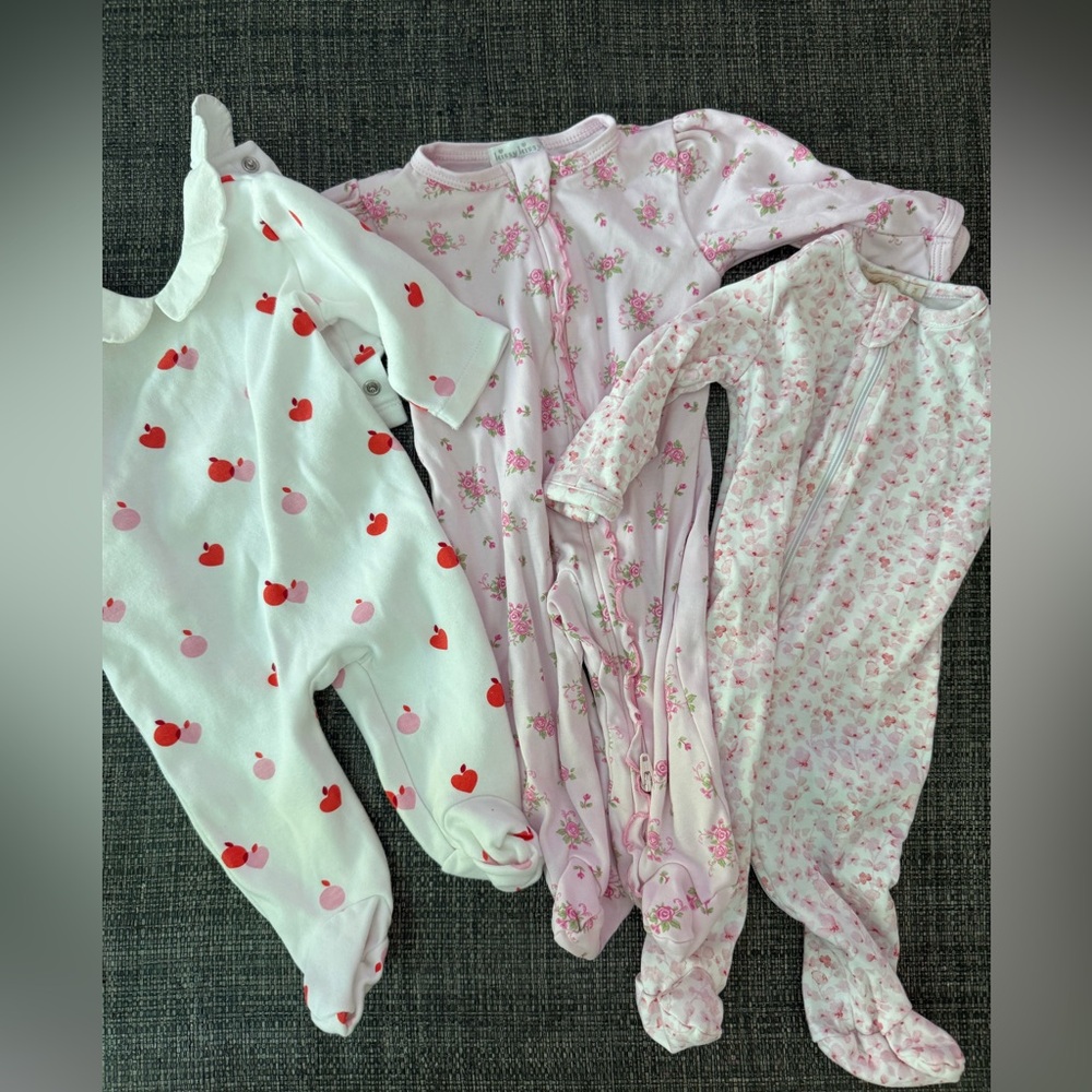 Floral and Apple Print Kids One Piece Set